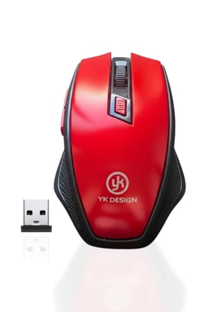 İpek Yıldızı® Kırmızı Renkli Baş Parmak Destekli Ergonomik Sessiz Kablosuz Mouse – USB Alıcılı, Ofis ve Oyun İçin Konforlu Bilgisayar Faresi MS6300