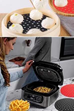 İpek Yıldızı® Renkli Isıya Dayanıklı Yıkanılabilir Silikon Fırın Ve Airfryer Yuvarlak Pişirme Matı 20 Cm