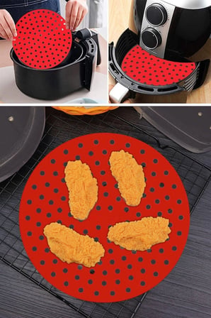 İpek Yıldızı® Renkli Isıya Dayanıklı Yıkanılabilir Silikon Fırın Ve Airfryer Yuvarlak Pişirme Matı 20 Cm