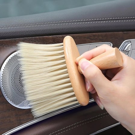İpek Yıldızı® Araba İçin Ahşap Saplı Yumuşak Kıl Fırça Detaylı Toz Alma Temizleme Fırçası