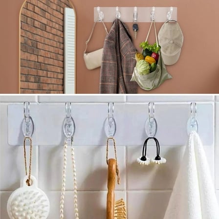 İpek Yıldızı® 5'li Güçlü Yapışkanlı Şeffaf Duvar Askısı Banyo Mutfak Düzenleyici Pratik Askılık