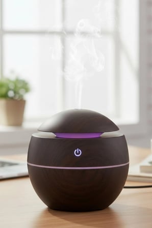 Küre Model Akasya Renk Hava Nemlendirici – Ultrasonik Soğuk Buhar Makinesi, LED Işıklı Masaüstü Oda Nemlendirici