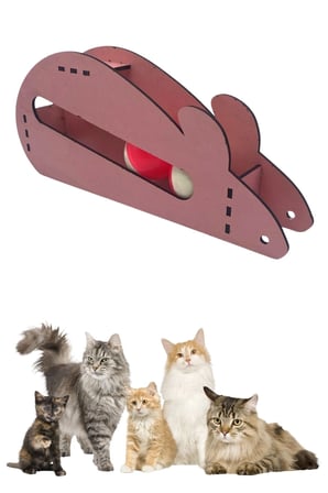 İpek Yıldızı®  Fare Kedi Oyunu Ahşap 2 Toplu Kedi Oyuncağı Tahta Kedi Oyunu Tahta Fare Ve Toplu Oyuncak