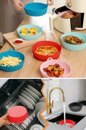 İpek Yıldızı® Renkli Isıya Dayanıklı Yıkanılabilir Silikon Fırın Ve Airfryer Yuvarlak Model Pişirme Matı 20 Cm
