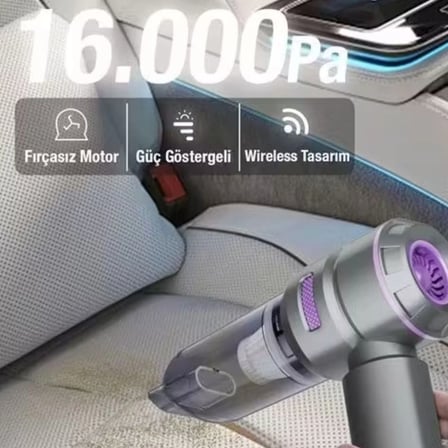 İpek Yıldızı® 9 Farklı Uçlu Kablosuz Şarjlı Araç İçi Süpürge – Wireless Destekli, Güçlü Emiş, Taşınabilir Pratik Araç Temizleyici