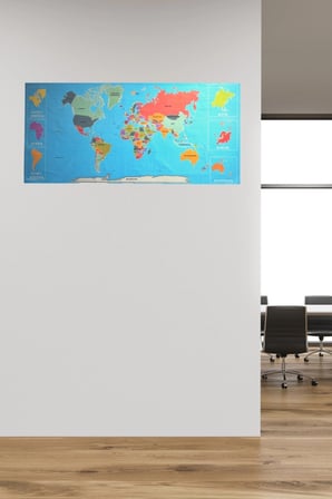 İpek Yıldızı® Renkli Atlas Dünya Haritası Manyetik Yapıştırıcı Gerektirmeyen Duvar Stickerı 118 CM * 56 CM