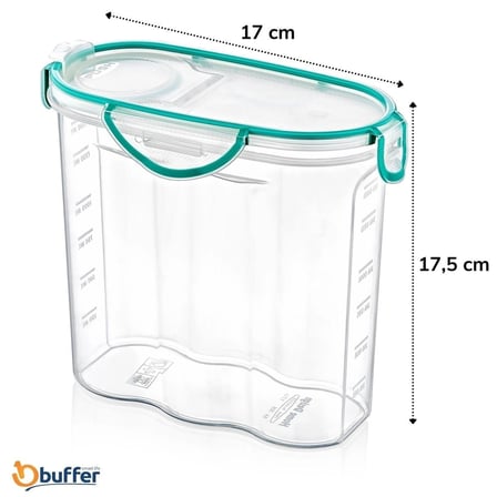 İpek Yıldızı® Kilitli Kapaklı Contalı Hava,Su Sıvı Geçirmez 1,7 Litre Erzak Saklama Kabı-SA585