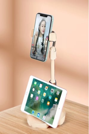 İpek Yıldızı® Masa Üstü Tablet ve Telefon Tutucu Plastik Aparat Beyaz Telefon Standı
