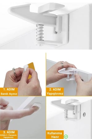 İpek Yıldızı® Bebek Çocuk Güvenliği Korumalı Yapışkan Çekmece ve Dolap İçin Tutucu Gizli Güvenlik Kilidi