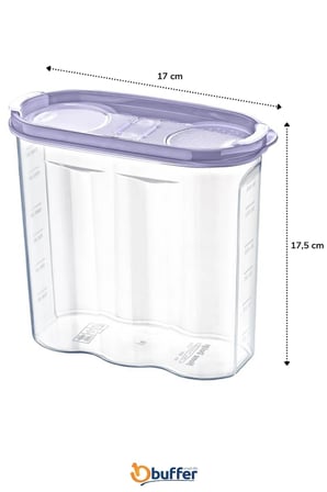 İpek Yıldızı® 2 Kapaklı Ölçekli Erzak Kuru Gıda Saklama Kutusu Kabı - 1,7 Litre - SA935