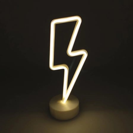 İpek Yıldızı® Dekoratif Şimşek Şeklinde Pilli Neon Led Lamba Süs Masa Lambası