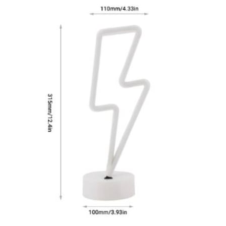 İpek Yıldızı® Dekoratif Şimşek Şeklinde Pilli Neon Led Lamba Süs Masa Lambası
