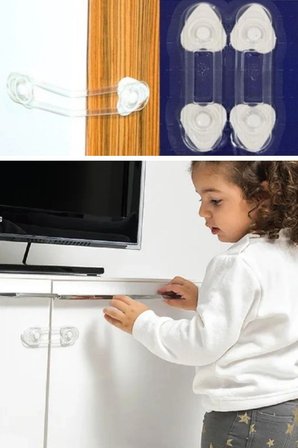 İpek Yıldızı® 2'li Mini Çok Amaçlı Kilit- Çocuk Güvenlik Gereçkerli Çekmece,Dolap,Kapak Kilidi