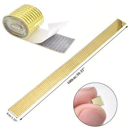 İpek Yıldızı®1 Metre Uzunluğunda Gold Renk Aynalı Mozaik Taşlı Dekor Bandı 4 cm x 1 mt