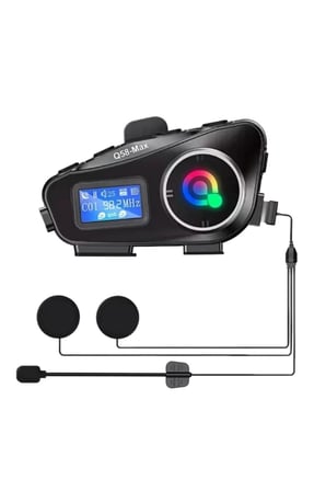 İpek Yıldızı® Q58 Motorsikletler İçin Fener Özellikli SD Kart Bölümlü LCD Ekranlı Kablosuz Bluetooth Kulaklıklı – Suya Dayanıklı Kask Kulaklığı