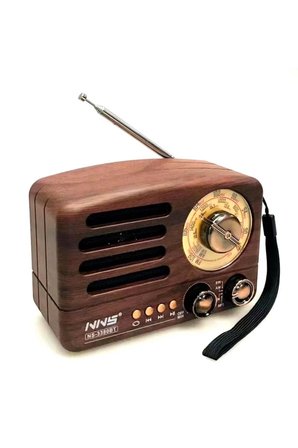 İpek Yıldızı® Küçük Boy Retro, Nostaljik, Ahşap Tasarım Bluetooth Hoparlörlü, Şarjlı, Taşınabilir Büyük Döndürülebilen Düğmeli FM/AM Destekli Radyo NS