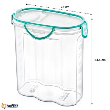 İpek Yıldızı® Kilitli Kapaklı Contalı Hava,Su Sıvı Geçirmez 2,4 Litre Erzak Saklama Kabı-SA590