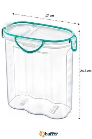 İpek Yıldızı® Kilitli Kapaklı Contalı Hava,Su Sıvı Geçirmez 2,4 Litre Erzak Saklama Kabı-SA590