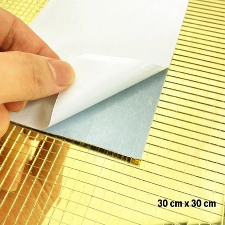 İpek Yıldızı® Kare Gold Cam Mozaik Fayans Çıkartmaları El İşi Kare Cam Fayans Kendinden Yapışkanlı Aynalı Dekor Panel 30x30 Cm