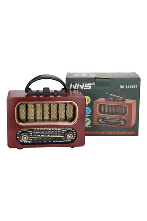 İpek Yıldızı® Orta Boy Retro Ahşap Tasarım Bluetooth Hoparlörlü Radyo – FM/AM Destekli, Şarjlı ve Taşınabiliri Radyo NS-6636