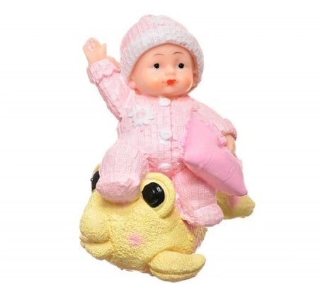 İpek Yıldızı® Decotown Hediyelik Sevimli Pembe Bebek Biblo Polyester Süs Eşyası