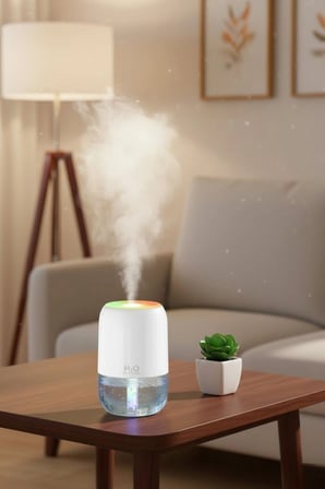 H2O Model Şeffaf Hazneli Hava Nemlendirici-Ultrasonik Soğuk Buhar Makinesi, LED Işıklı Masaüstü Oda Nemlendirici [İpek Yıldızı]