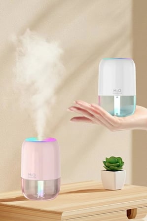 H2O Model Şeffaf Hazneli Hava Nemlendirici-Ultrasonik Soğuk Buhar Makinesi, LED Işıklı Masaüstü Oda Nemlendirici [İpek Yıldızı]
