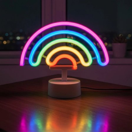 Plastik Gökkuşağı Neon LED Işık – Dekoratif Renkli Masaüstü ve Ambiyans Aydınlatması