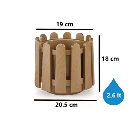 Omnipazar SO-İS02 İstanbul Dekoratif Yuvarlak Saksı 2,6 lt Mocha 6 Adet