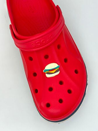 Beyaz Hamburger Temalı Jibbitz Crocs Terlik Süsü