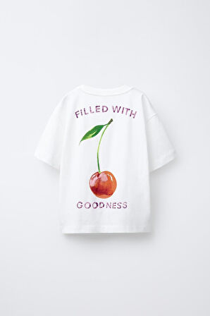 Goodness Kiraz Baskılı Kız Çocuk  %100 Pamuk Tişört
