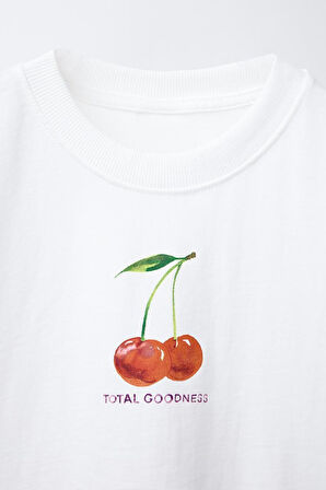 Goodness Kiraz Baskılı Kız Çocuk  %100 Pamuk Tişört