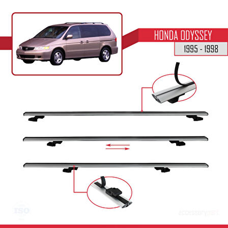 Honda Odyssey 1995-1998 Arası ile Uyumlu BASIC Model Ara Atkı Tavan Barı Gri 2 Adet