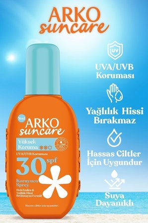 Arko Suncare Spf6 Bronzlaştırıcı Yağ 220ml & Spf30 Yüksek Korumalı Vücut Güneş Spreyi 200ml Yaz Seti