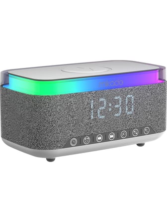 Mikado Md-W10 1200Mah 10W Gri Bt, Usb, Kablosuz Şarjlı Rgb-Alarmlı Saat Speaker