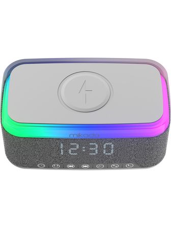 Mikado Md-W10 1200Mah 10W Gri Bt, Usb, Kablosuz Şarjlı Rgb-Alarmlı Saat Speaker