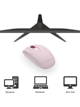 Philips Spk7398P 1600Dpı Kablosuz Sessiz Optik Pembe Mouse