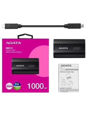 Adata 1000Gb Sd810 Siyah Taşınabilir Usb 3.2 Gen2 X2 Type-C Ssd Harici Harddisk