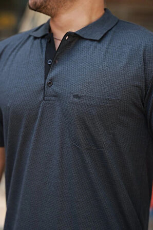 Erkek Yakalı ini Jakarlı Kısa Kollu Tshirt