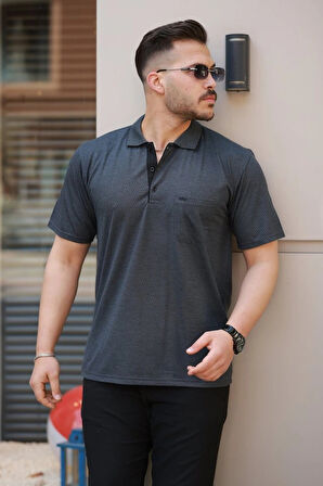 Erkek Yakalı ini Jakarlı Kısa Kollu Tshirt