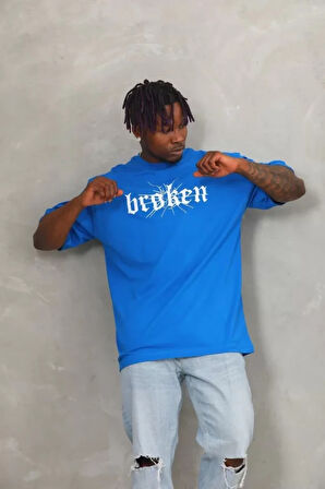 Unisex Oversize Baskılı Bisiklet Yaka Thirt  avi