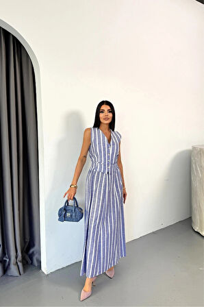 KETEN ÇİZGİİ YEEK  UZUN ETEK TAKI  avi