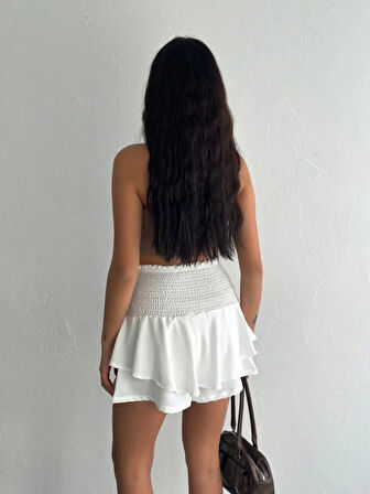 Ayrobin Şortlu Etek  Beyaz