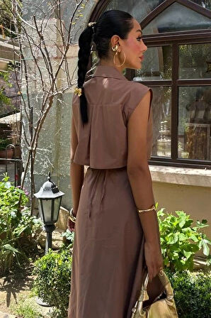 Göbeği Halka Detaylı idi Boy Elbise 2896