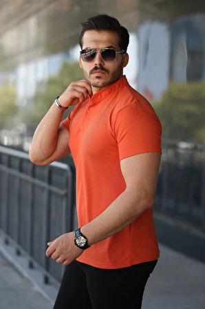 Erkek Hakim Yaka Dokuma Pamuklu Kumaş Kısa Kollu Tişört