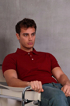 Erkek Slim Fit Pamuklu Yumuşak Doku Nefes Alan Kumaş Yakalı Tişört