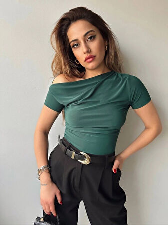 Kadın andy Kumaş Düşük Omuz Bluz