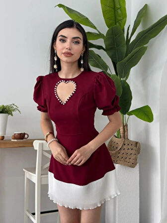 afe Kalp Detaylı Elbise