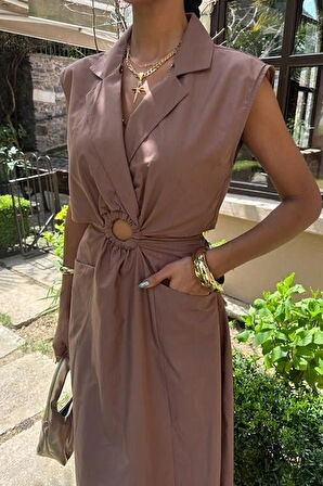 Göbeği Halka Detaylı idi Boy Elbise 2896