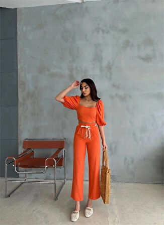 KETEN CROP KARPUZ KO BUZPANTOON HAIR KEERİ  Orange